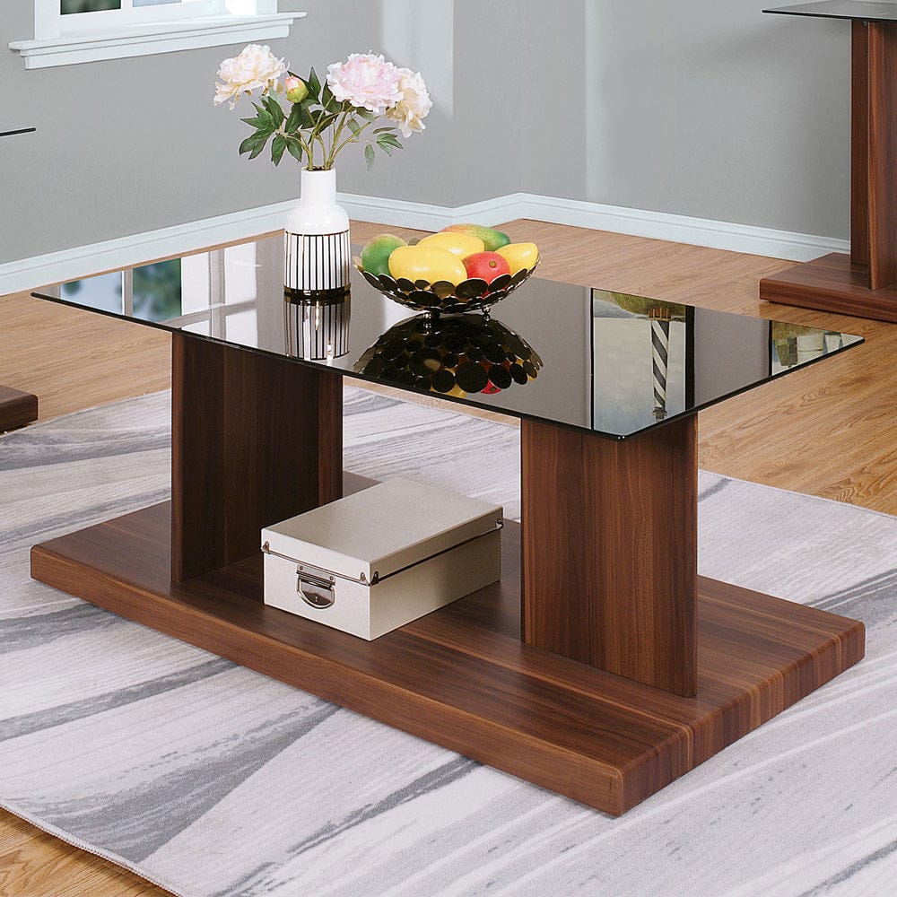 Furniture of America - Mannedorf Coffee Table in Black/Dark Walnut - CM4567A-C View 1