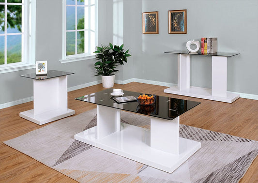 Furniture of America - Mannedorf Sofa Table in Black/White - CM4567WH-S View 2