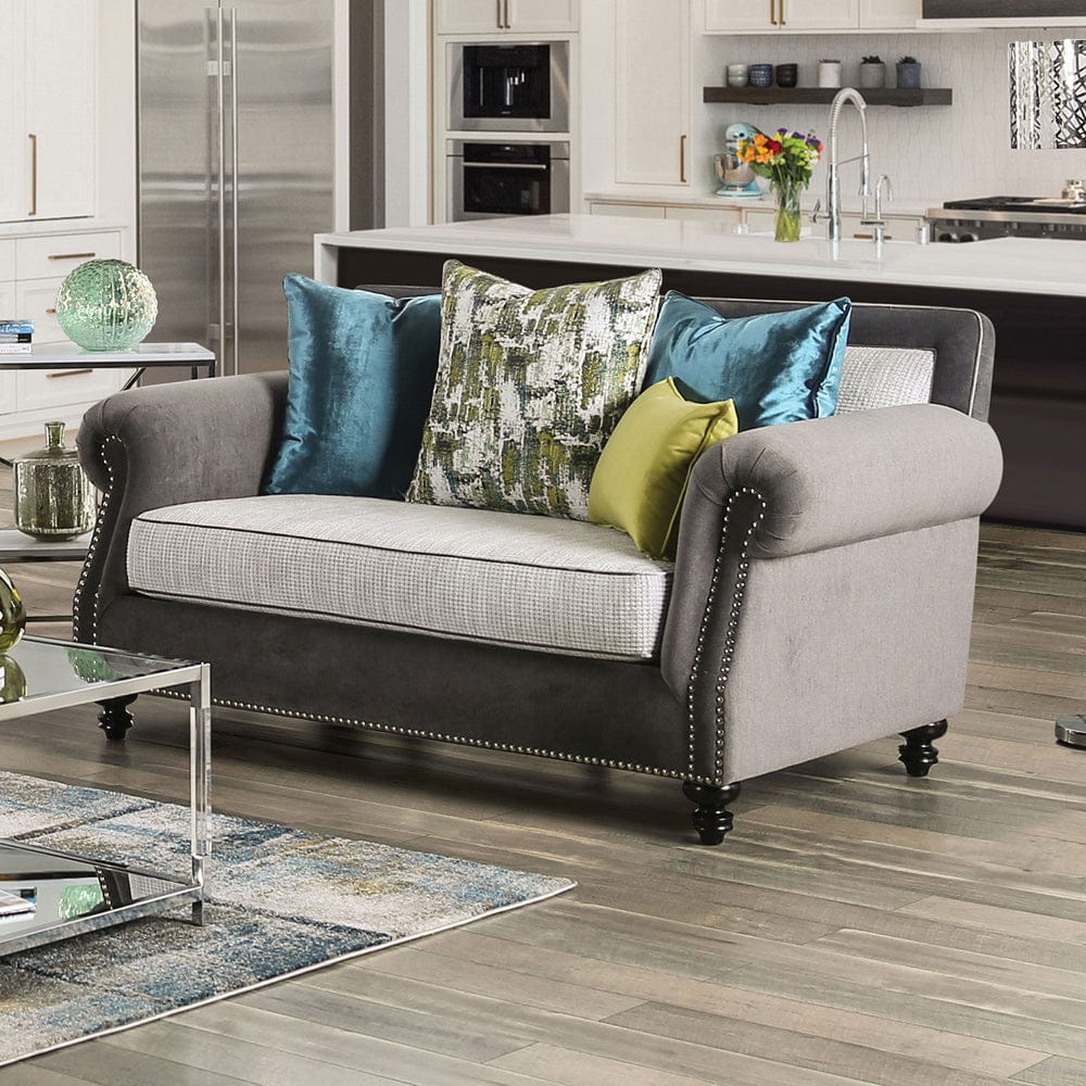 Furniture of America - Mariella Loveseat in Gray/Beige/Teal/Olive - SM2286-LV View 1