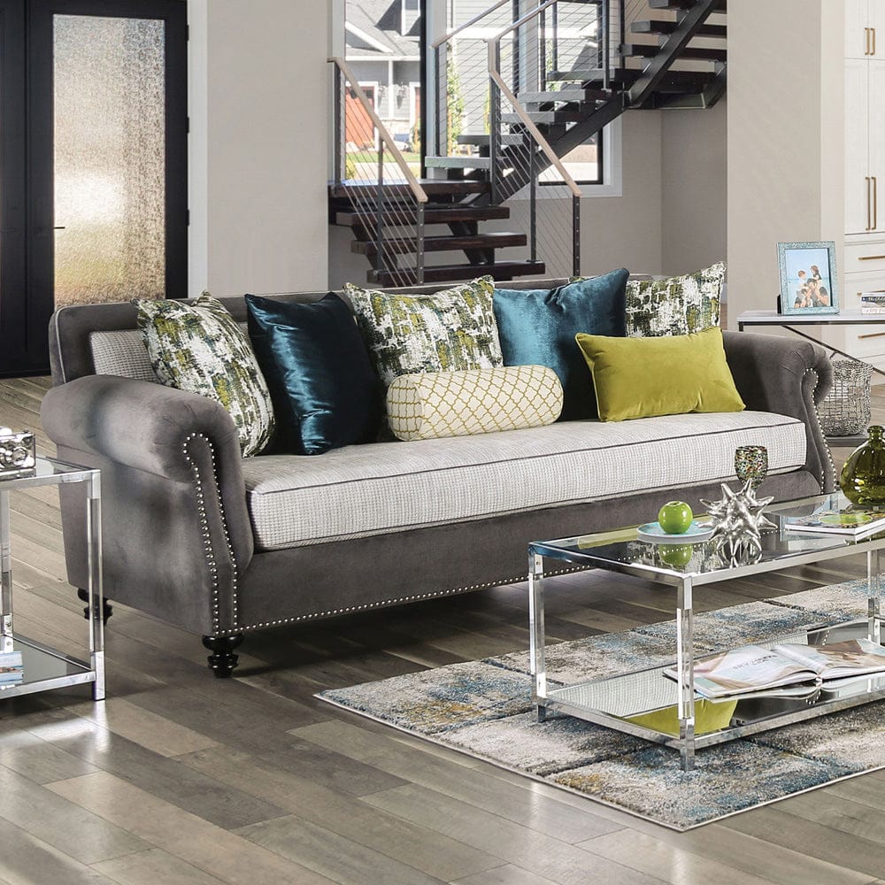 Furniture of America - Mariella Sofa in Gray/Beige/Teal/Olive - SM2286-SF View 1