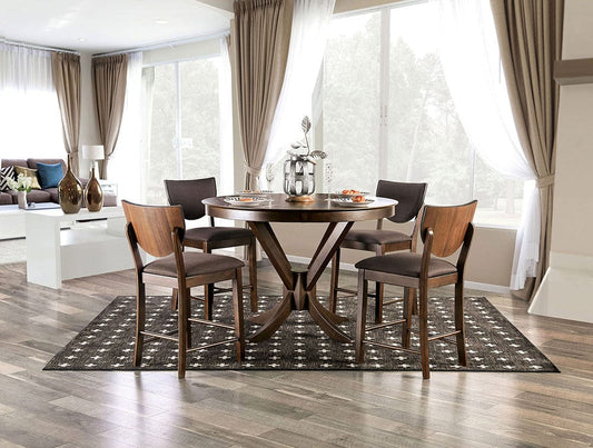Furniture of America - Marina Ii Counter Ht. Round Dining Table in Walnut - FOA3787RPT-TABLE View 2