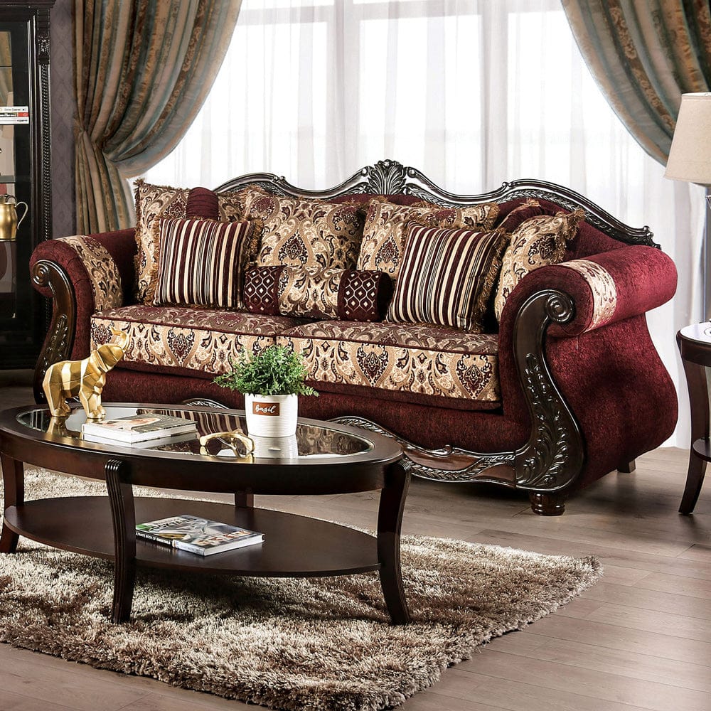 Furniture of America - Matteo Sofa in Burgundy/Brown - SM6433-SF View 1