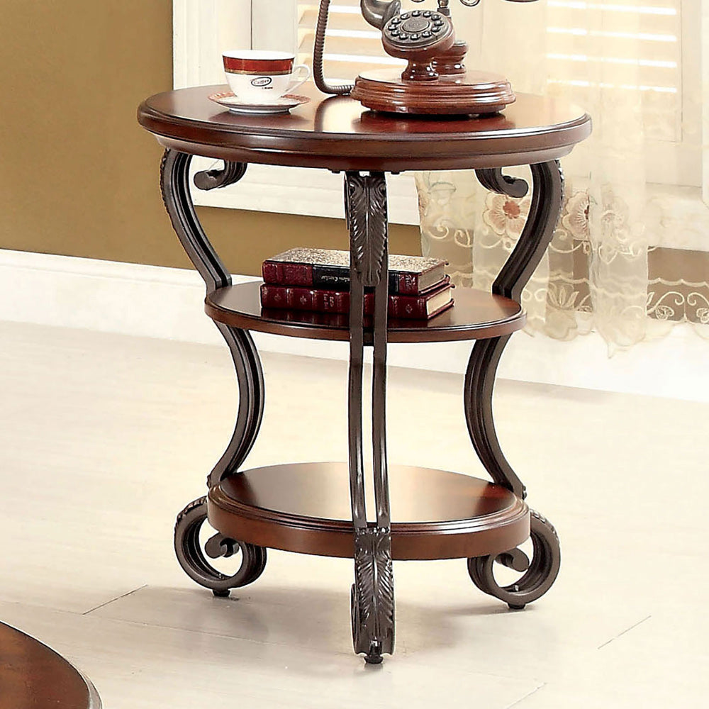 Furniture of America - May Side Table in Brown Cherry - CM4326T View 1
