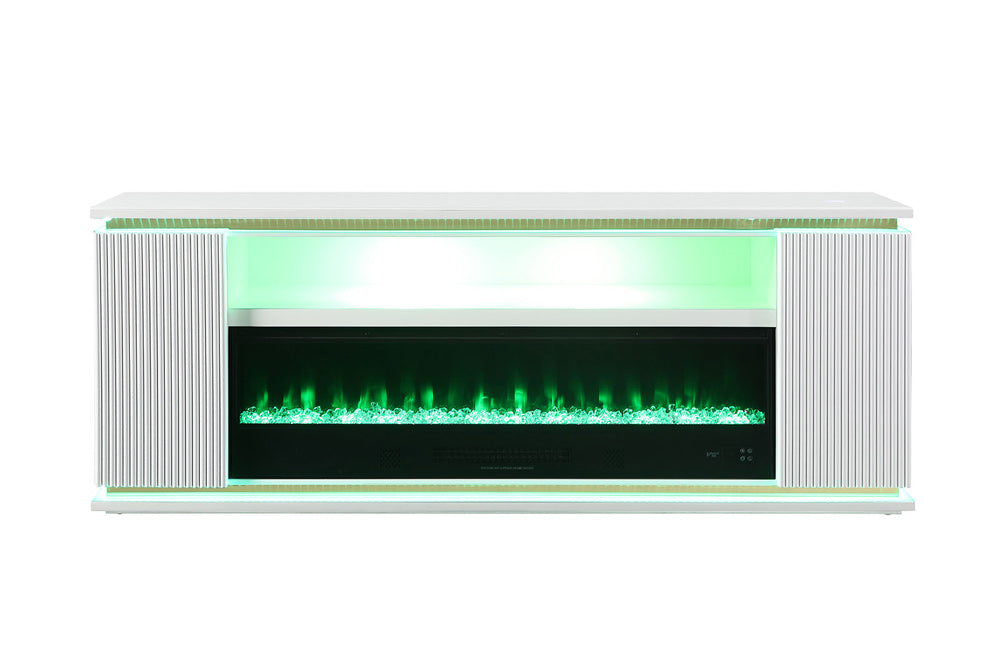 Furniture of America - Medea 71" TV Stand w/ Electric Fireplace in White - FM-AC8011WH-TV View 10