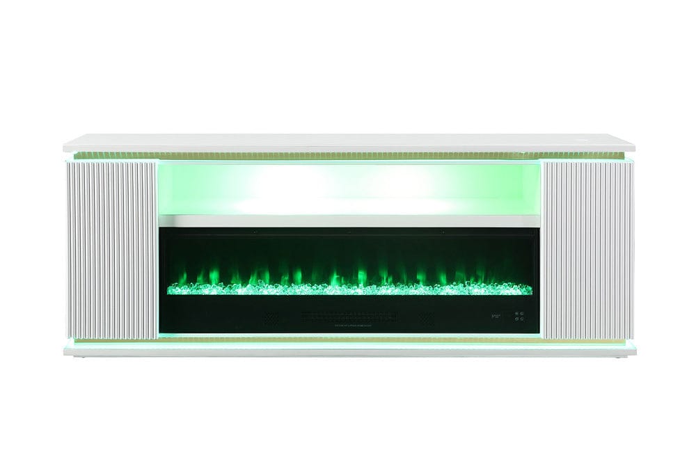 Furniture of America - Medea 71" TV Stand w/ Electric Fireplace in White - FM-AC8011WH-TV View 10