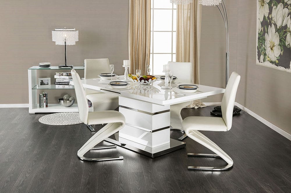 Furniture of America - Midvale Dining Table in White/Chrome - CM3650T-TABLE View 2