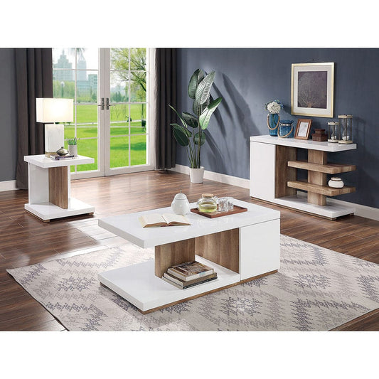 Furniture of America - Moa Sofa Table in White/Natural Tone - FOA4495S View 2