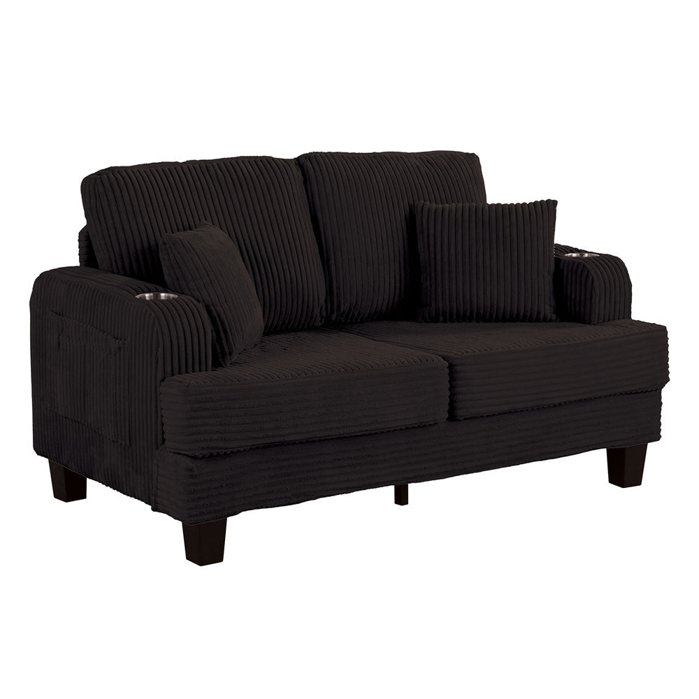 Furniture of America - Moretaine Loveseat in Black - SL6932BK-LV-PK View 1