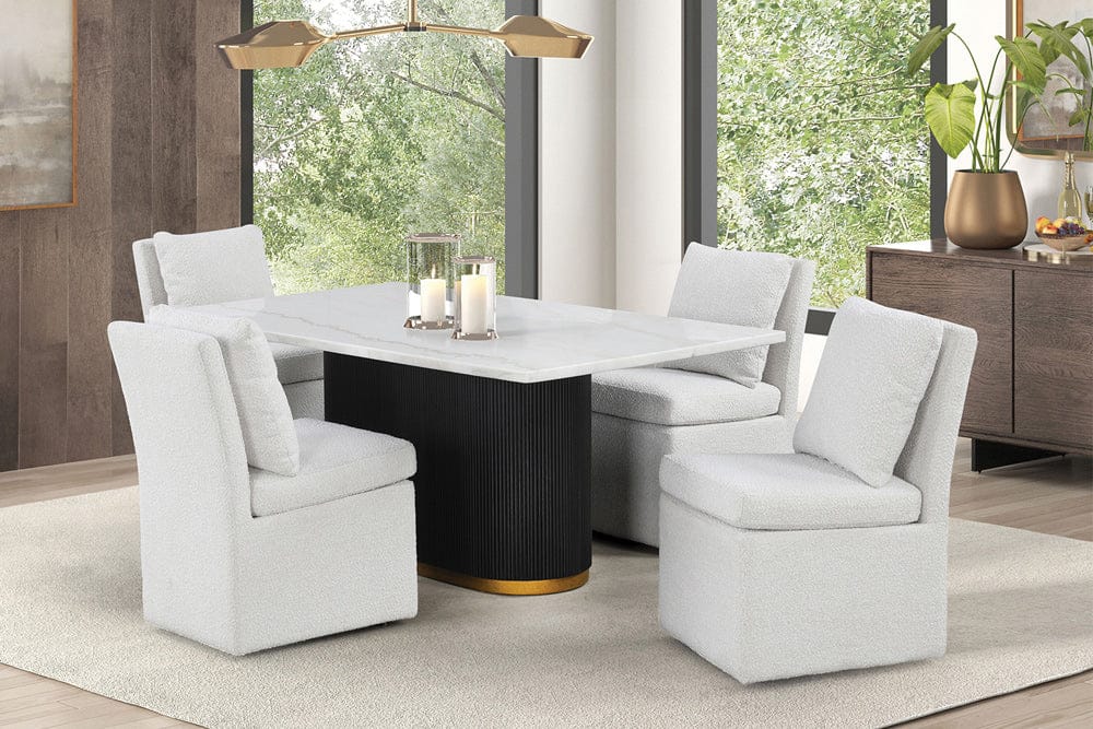 Furniture of America - Morges 5 Pc. Dining Table Set in Black/White - FM3432WH-T-5PC-00WH View 1