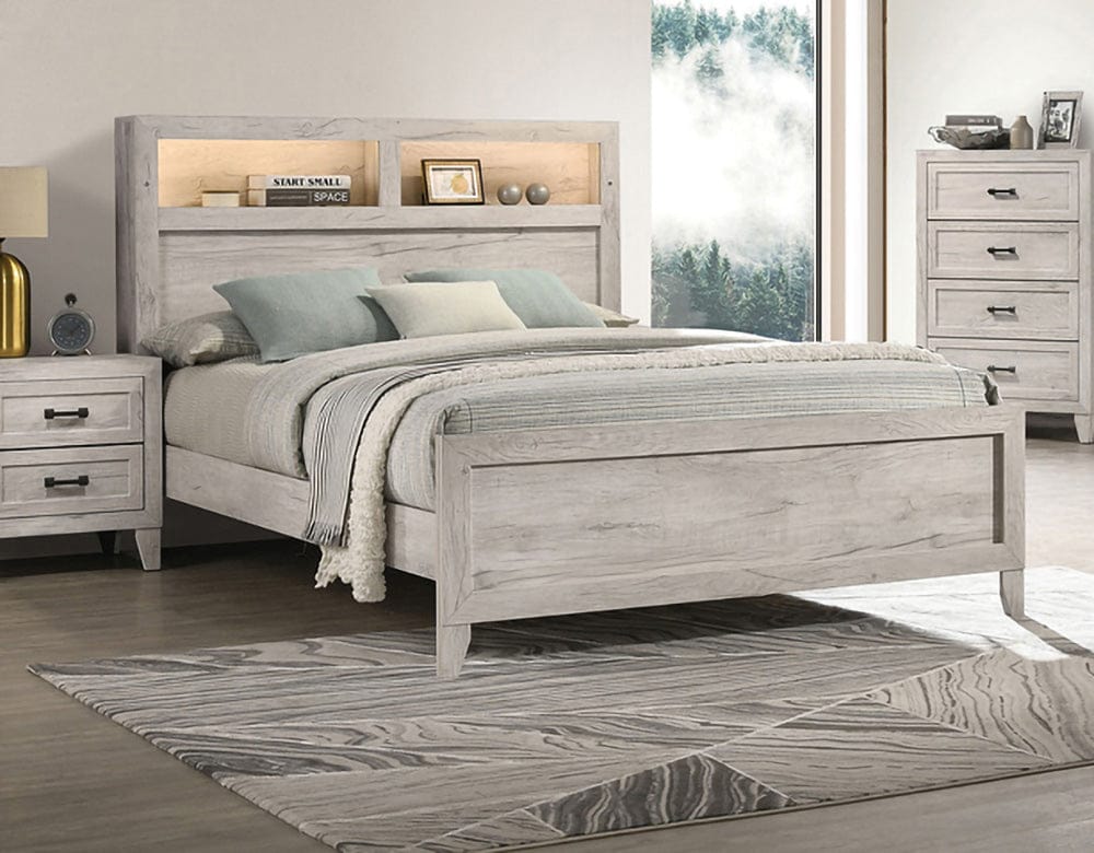 Furniture of America - Mysen Queen Bed in White Wash - FM7202WH-Q-BED View 1
