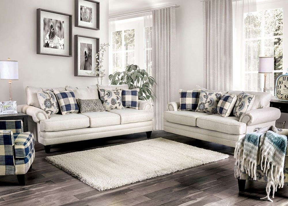 Furniture of America - Nash Sofa + Loveseat in Ivory - SM8101-2PC View 1