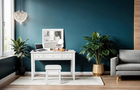 Furniture of America - Naucalpan Vanity Set w/ Stool in White - FM7456WH-V-SET View 2