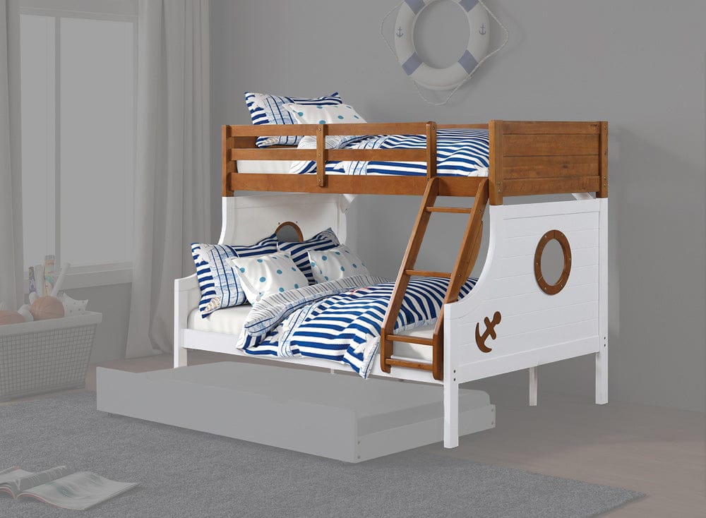 Furniture of America - Nautia Twin/Full Bunk Bed in Oak/White - FM-BK629AK-BED View 1