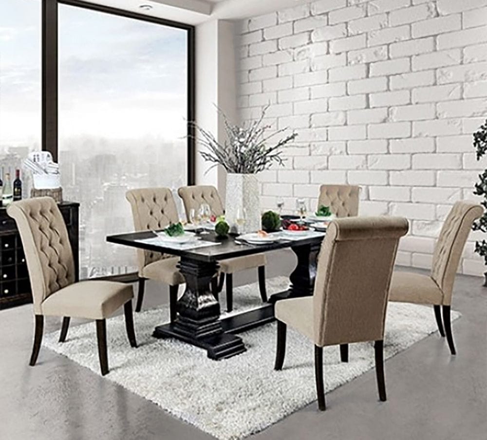 Furniture of America - Nerissa 7 Pc. Dining Table Set in Antique Black - CM3840T-7PC View 1