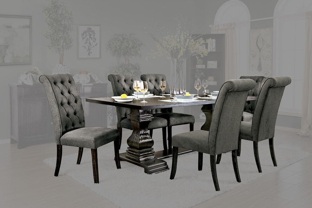 Furniture of America - Nerissa 7 Pc. Dining Table Set in Antique Black/Gray - CM3840T-7PC-GY View 1