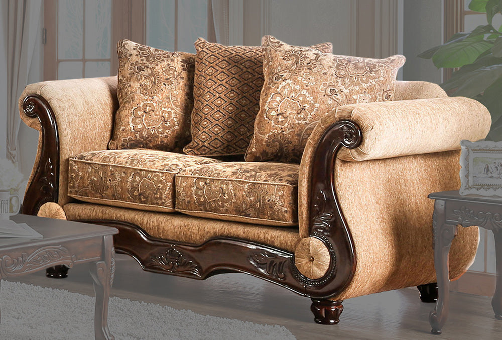 Furniture of America - Nicanor Loveseat in Tan/Gold - SM6407-LV View 1