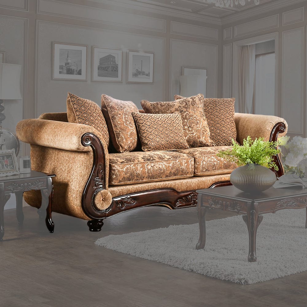 Furniture of America - Nicanor Sofa in Tan/Gold - SM6407-SF View 1