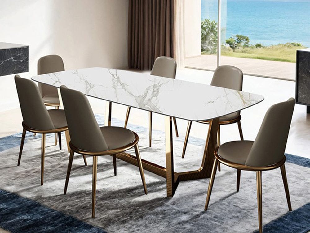Furniture of America - Norelli 7 Pc. Dining Table Set in Gold/White - FM3701GD-T-7PC View 1