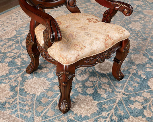 Furniture of America - Normandy 9 Pc. Dining Table Set (2AC+6SC) in Brown Cherry/Tan - CM3145T-9PC View 2