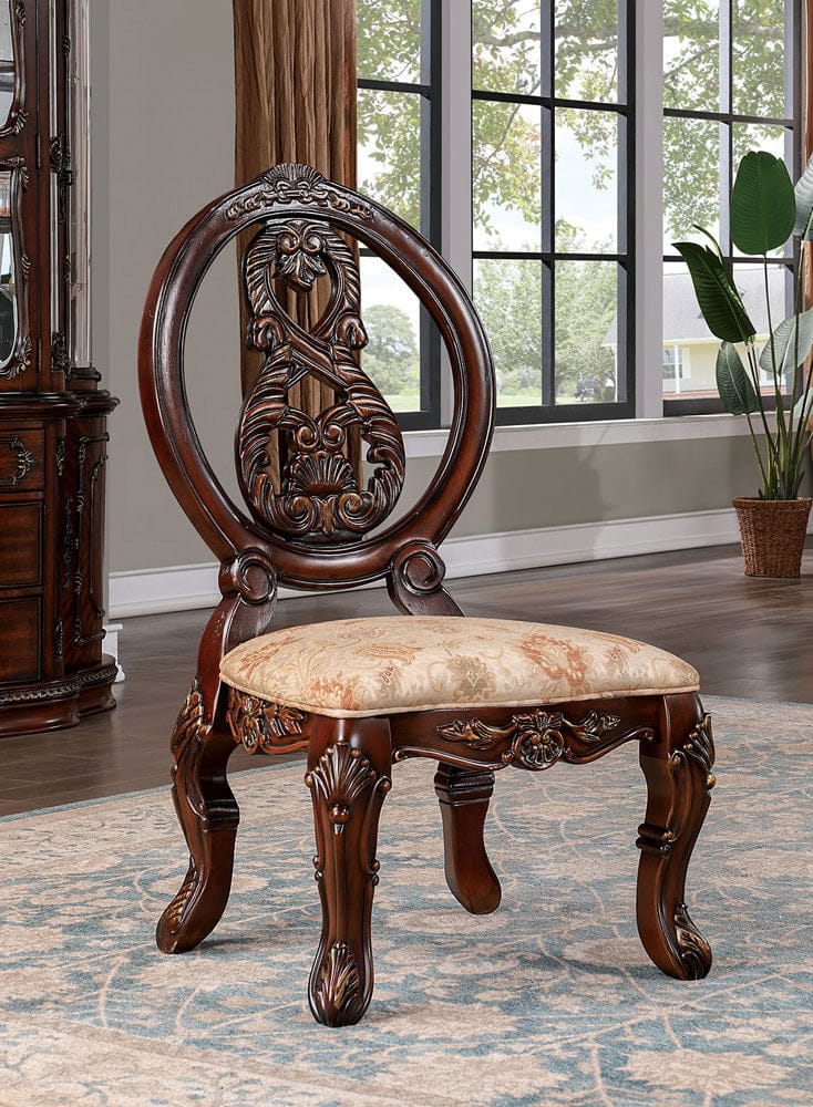 Furniture of America - Normandy Side Chair Set of 2 in Brown Cherry/Tan - CM3145SC-2PK View 1