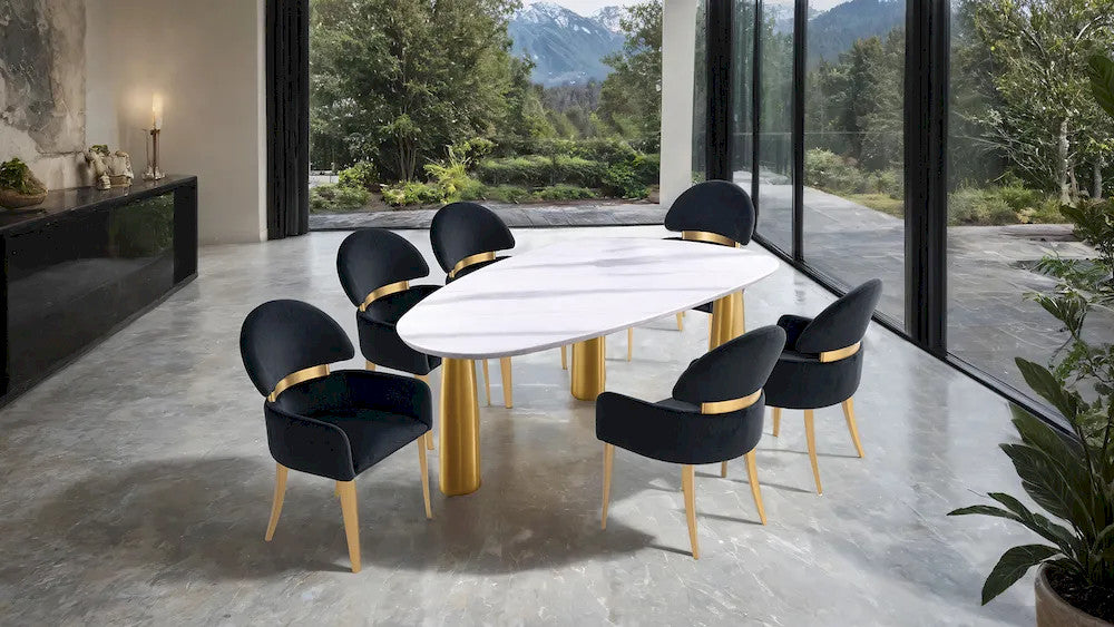 Furniture of America - Northam - 6 Pc. Dining Table Set, Black Chair - FM37005WH-T-7PC-05BK view 2