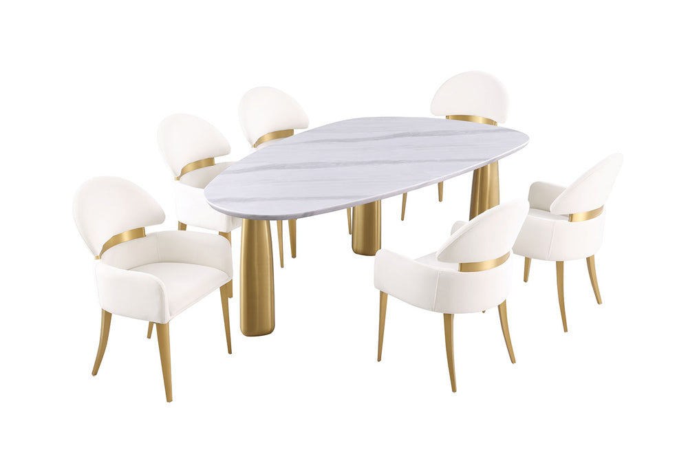 Furniture of America - Northam Dining Table in White/Matte Gold - FM37005WH-T-TABLE View 2