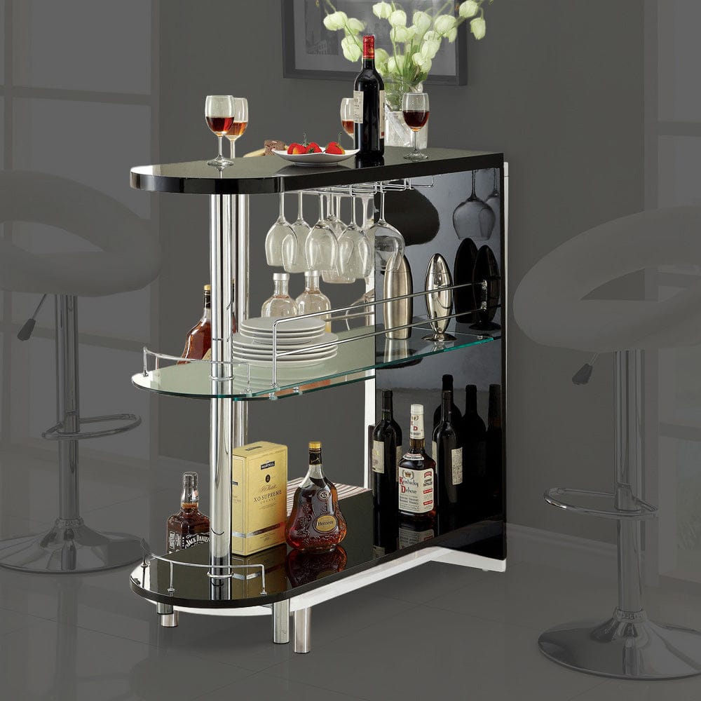 Furniture of America - Numbi Mini Server in Black/Chrome - CM-BT8333-BK View 1
