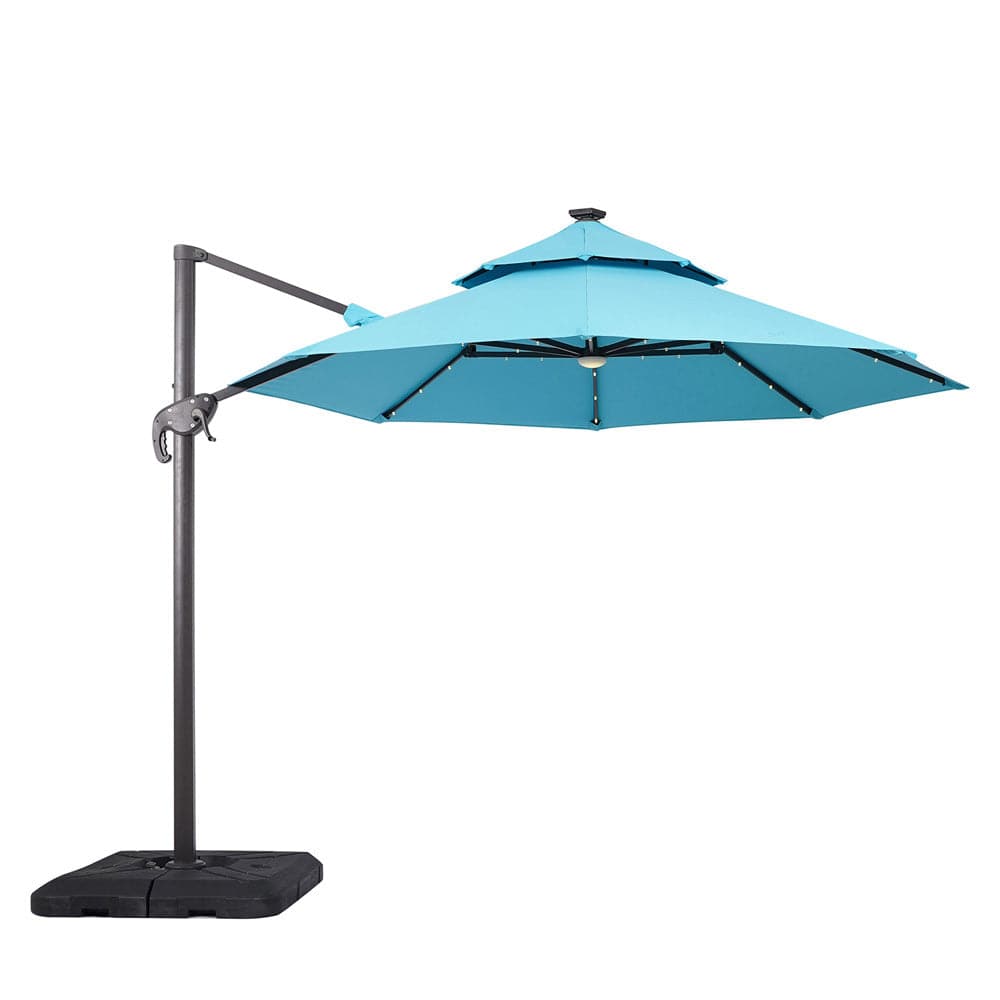 Furniture of America - Nuti 10' Round Umbrella with Base in Teal - LA-A031TL+BASE View 1