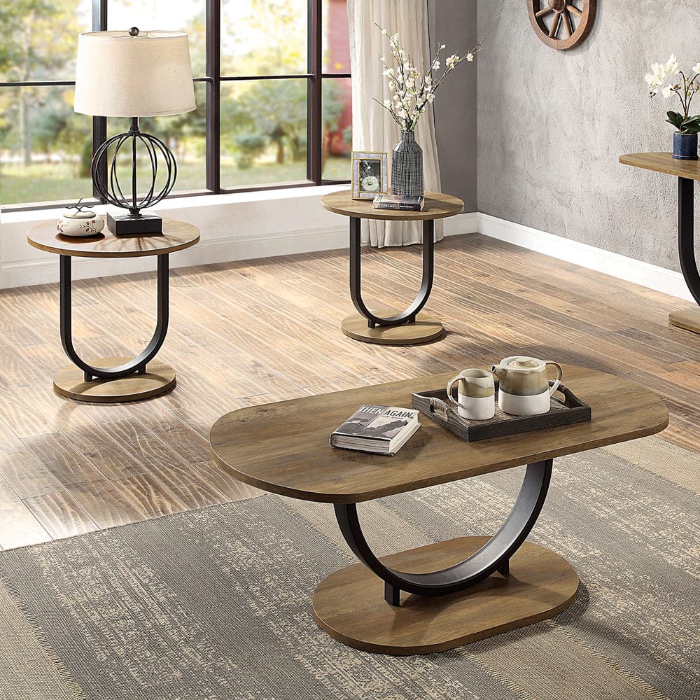Furniture of America - Olbia Sofa Table in Rustic Oak/Sand Black - CM4199A-S View 2