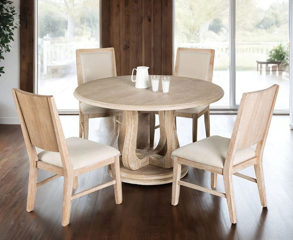 Furniture of America - Orbetello 5 Pc. Round Dining Set in Distressed Natural - FM3601NT-RT-5PC View 1
