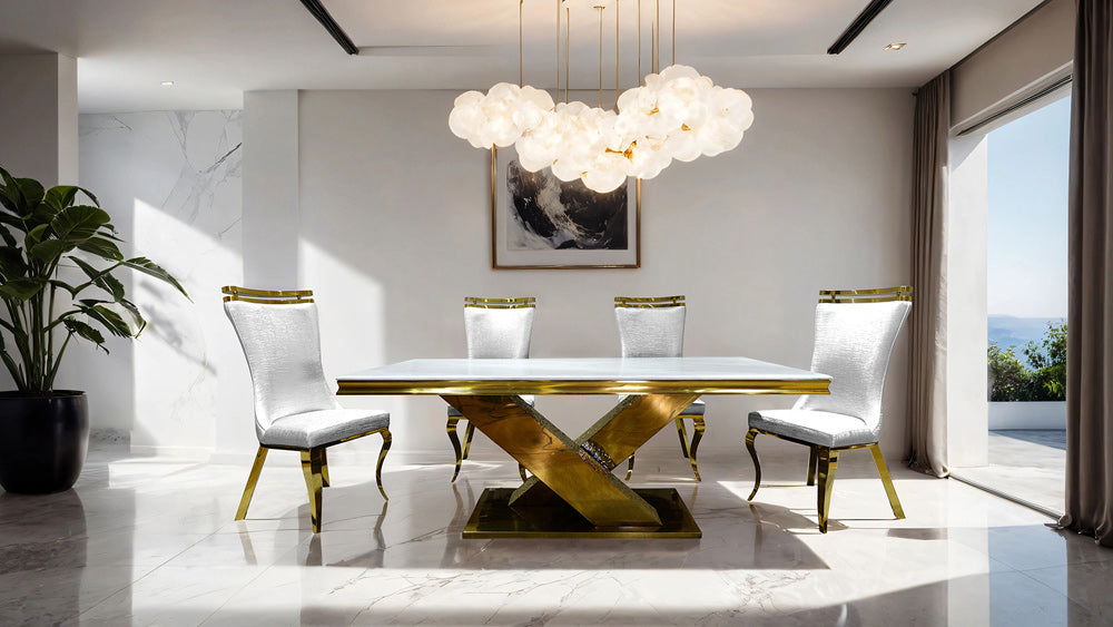 Furniture of America - Palazzo 6 Pc. Dining Table Set in Gold/Black - FM33002GD-T-7PC-11WH View 1