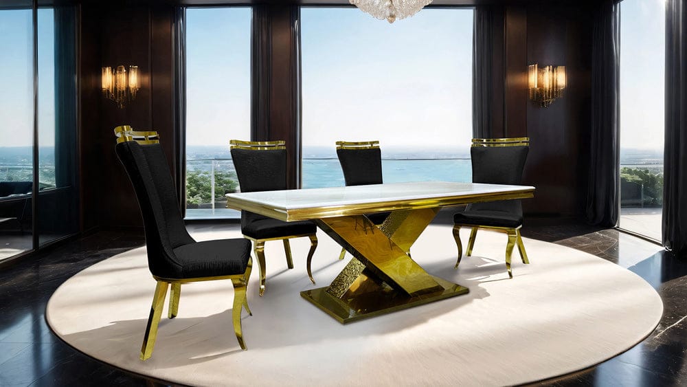 Furniture of America - Palazzo 7 Pc. Dining Table Set in Gold/Black - FM33002GD-T-7PC-11BK View 1