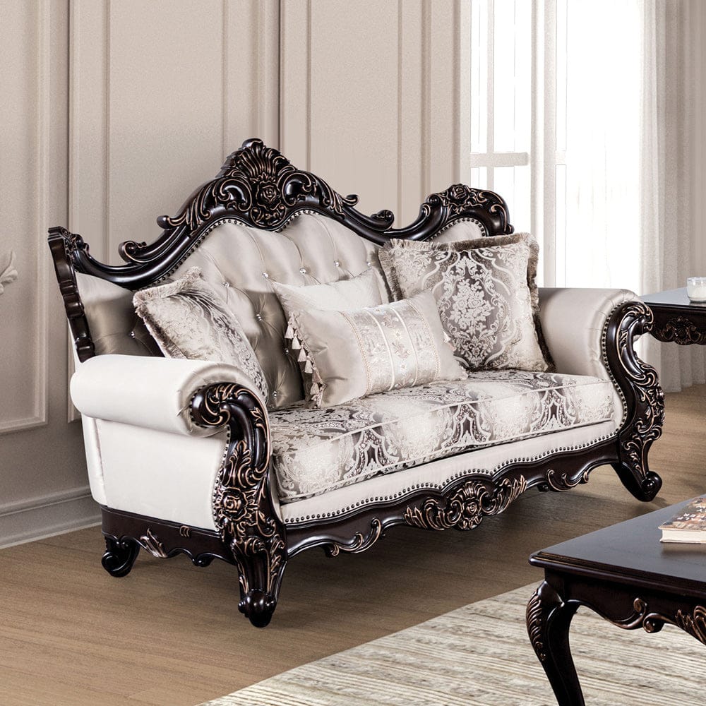 Furniture of America - Palencia Loveseat in Dark Cherry/Beige - FM65005BG-LV View 1