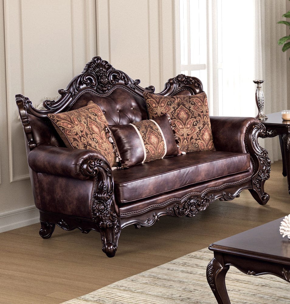 Furniture of America - Palencia Loveseat in Dark Cherry/Brown - FM65005BR-LV View 1