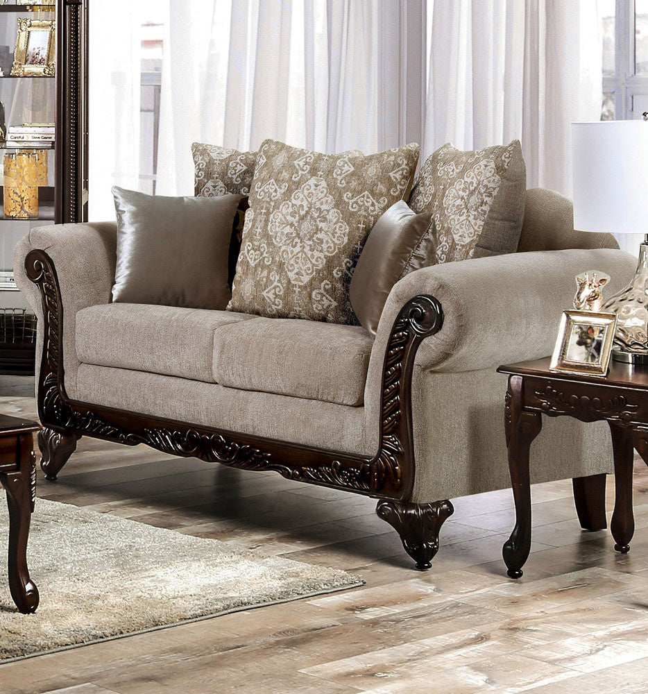 Furniture of America - Panozzo Loveseat in Beige/Walnut - SM7308-LV View 1