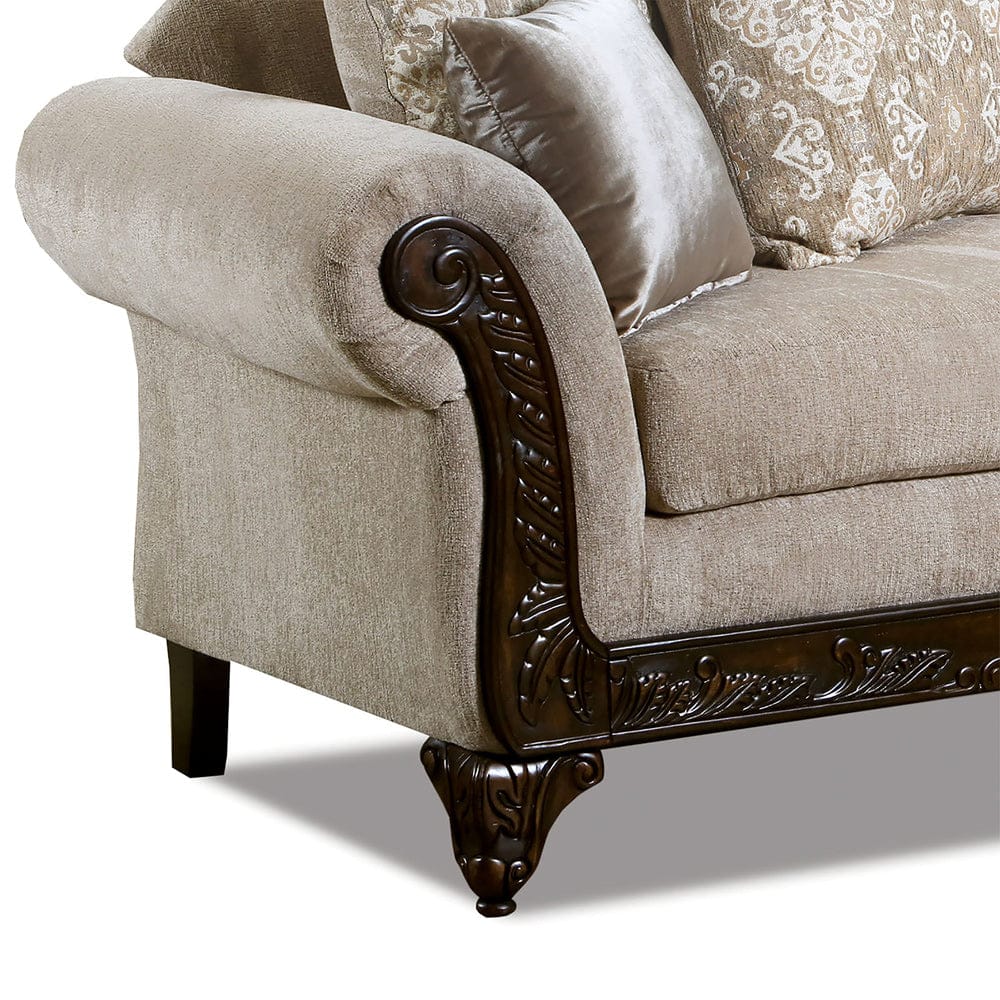 Furniture of America - Panozzo Sofa + Loveseat in Beige/Walnut - SM7308-2PC View 4