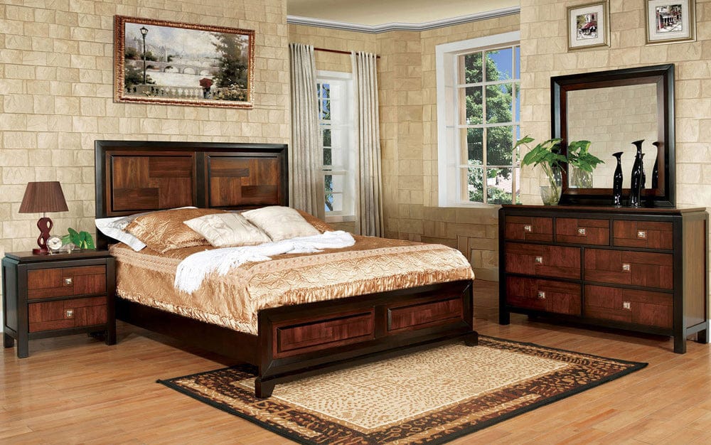 Furniture of America - Patra 5 Pc. Queen Bedroom Set w/ 2NS in Acacia/Walnut - CM7152Q-5PC-2NS View 1
