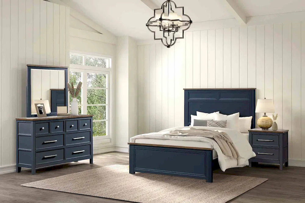 Furniture of America - Pinetop - 4 Pc. Twin Bedroom Set w/ 2NS - Blue/Dark Brown - FM7171BL-T-5PC-2NS view 1