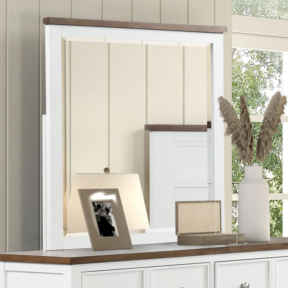 Furniture of America - Pinetop Mirror in White/Dark Brown - FM7171WH-M View 1