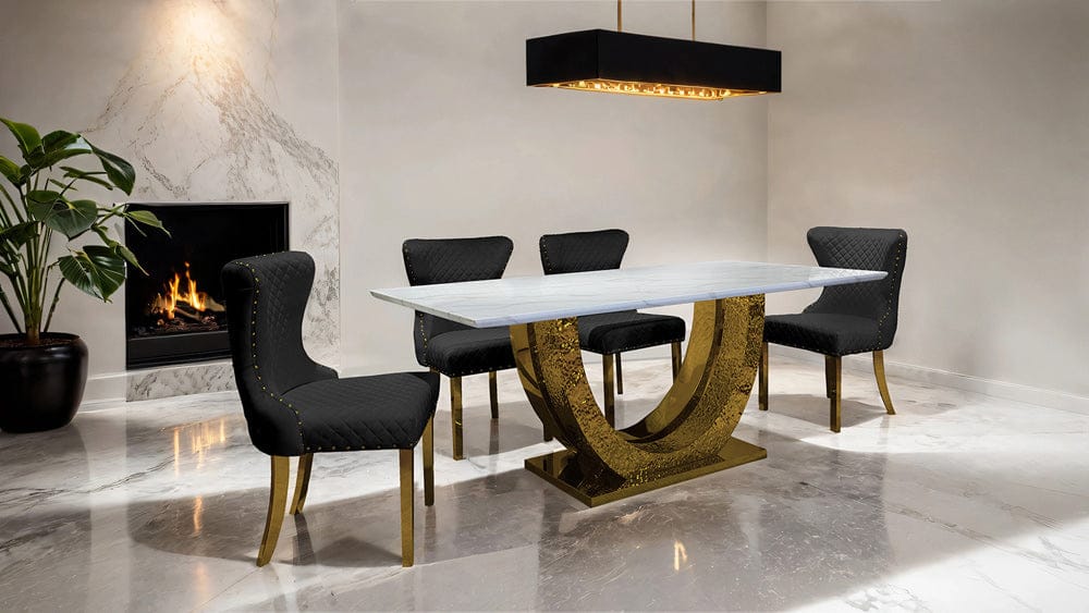 Furniture of America - Portanova 7 Pc. Dining Table Set in Gold/Black - FM33003GD-T-7PC-15BK View 1