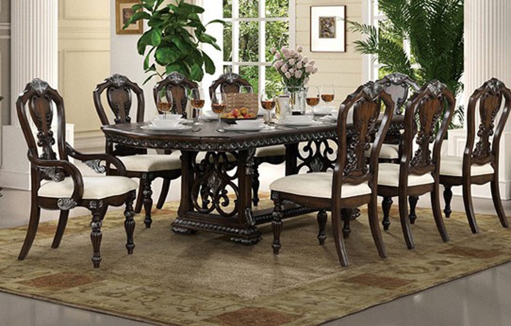 Furniture of America - Promenade 9 Pc. Dining Table Set (2AC+6SC) in Dark Brown - FM31002DB-T-9PC View 1