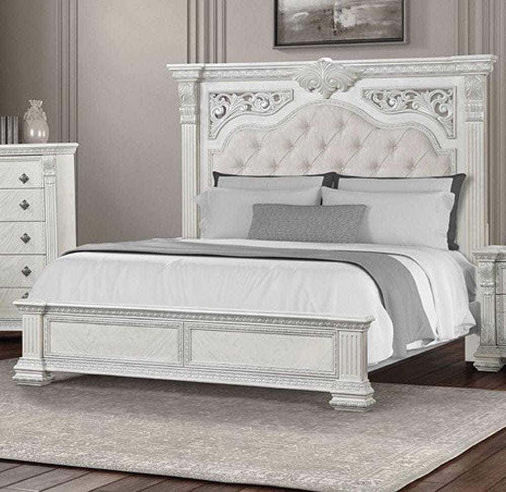 Furniture of America - Promenade E.King Bed in Wire Brushed White - FM70001WH-EK-BED View 1