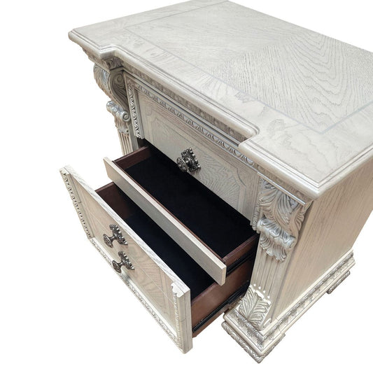 Furniture of America - Promenade Nightstand w/ Hidden Drawer USB A-C in Wire Brushed White - FM70001WH-N View 2