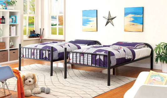 Furniture of America - Rainbow Metal Twin/Twin Bunk Bed in Black - CM-BK1035BK View 2