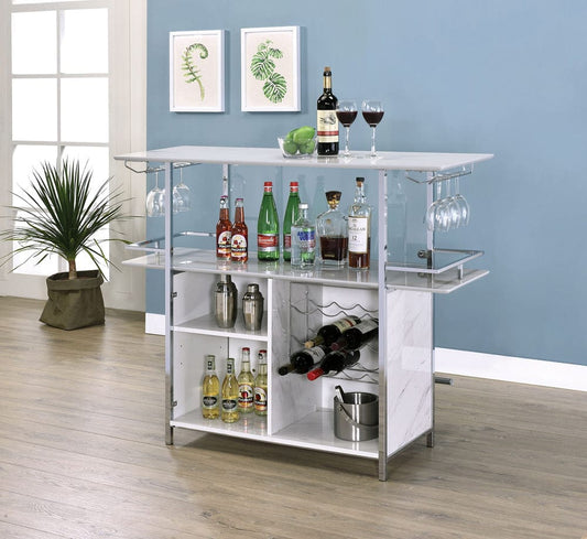 Furniture of America - Rianna Bar Table in White/Chrome - FOA-BT8343 View 2