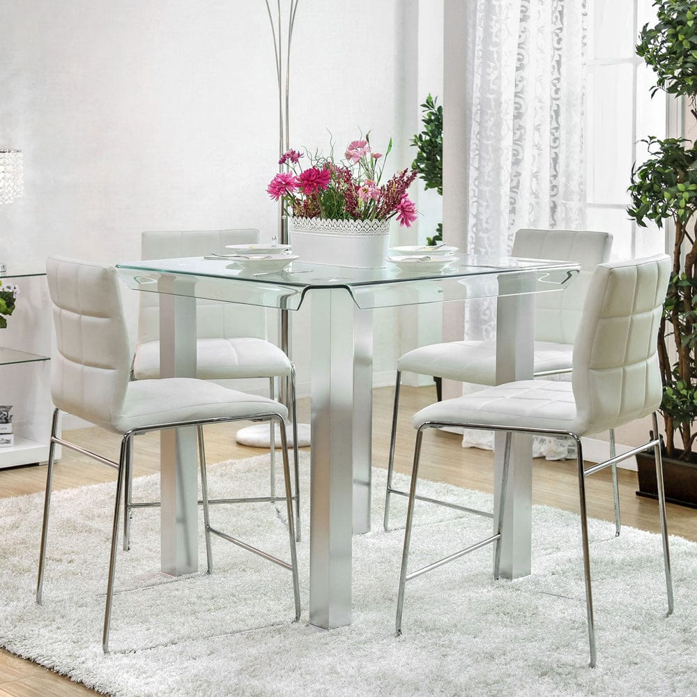 Furniture of America - Richfield Counter Ht. Table in Silver/Chrome - CM3362PT View 3