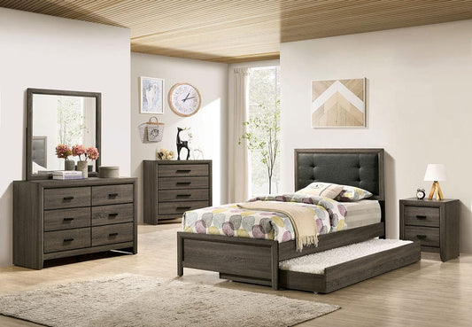 Furniture of America - Roanne Twin Bed in Gray/Charcoal - FOA7927T-BED View 2