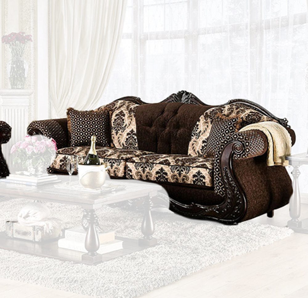 Furniture of America - Ronja Sofa in Dark Brown - SM6431-SF View 1