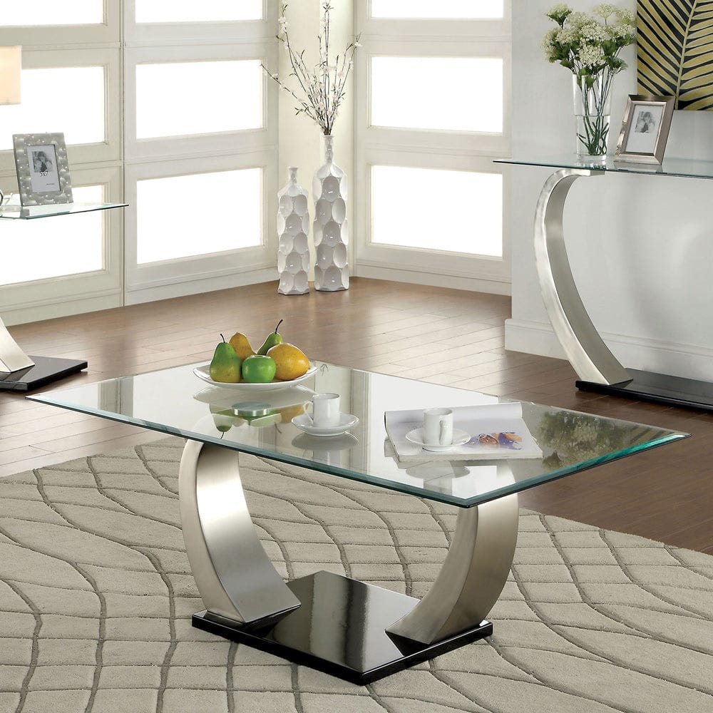 Furniture of America - Roxo Coffee Table in Satin Plated/Black - CM4728C View 1