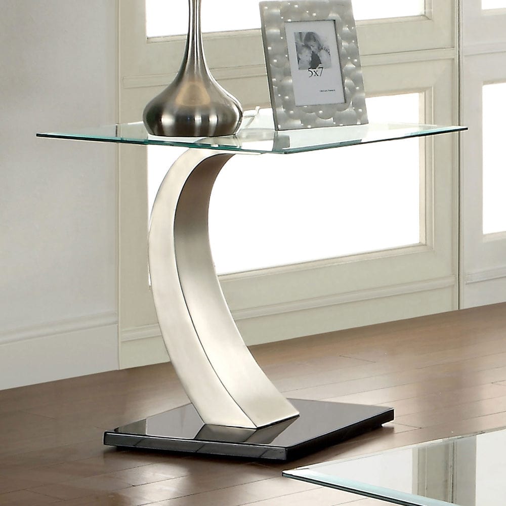 Furniture of America - Roxo End Table in Satin Plated/Black - CM4728E View 1